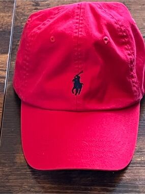 Polo by Ralph Lauren Red Cap with Navy & Gold Logo